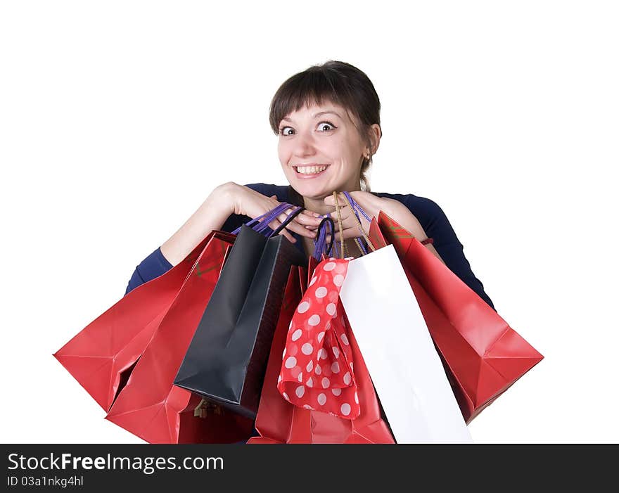 Happy girl with shopping bags. Happy girl with shopping bags