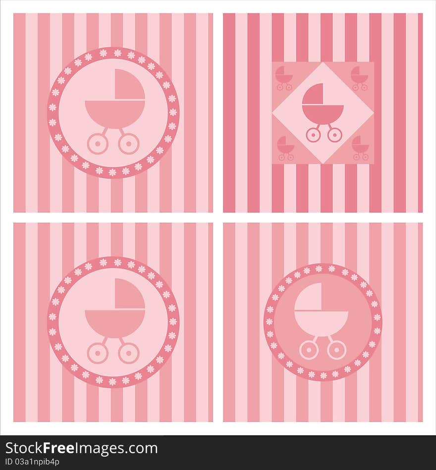 Set of 4 cute baby arrival backgrounds