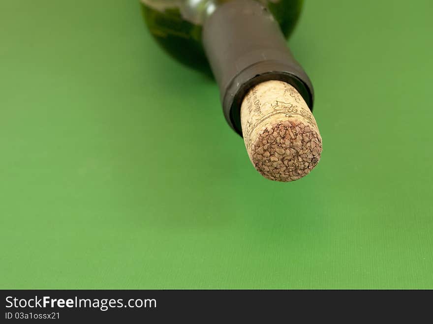 Wine bottle macro photography green background