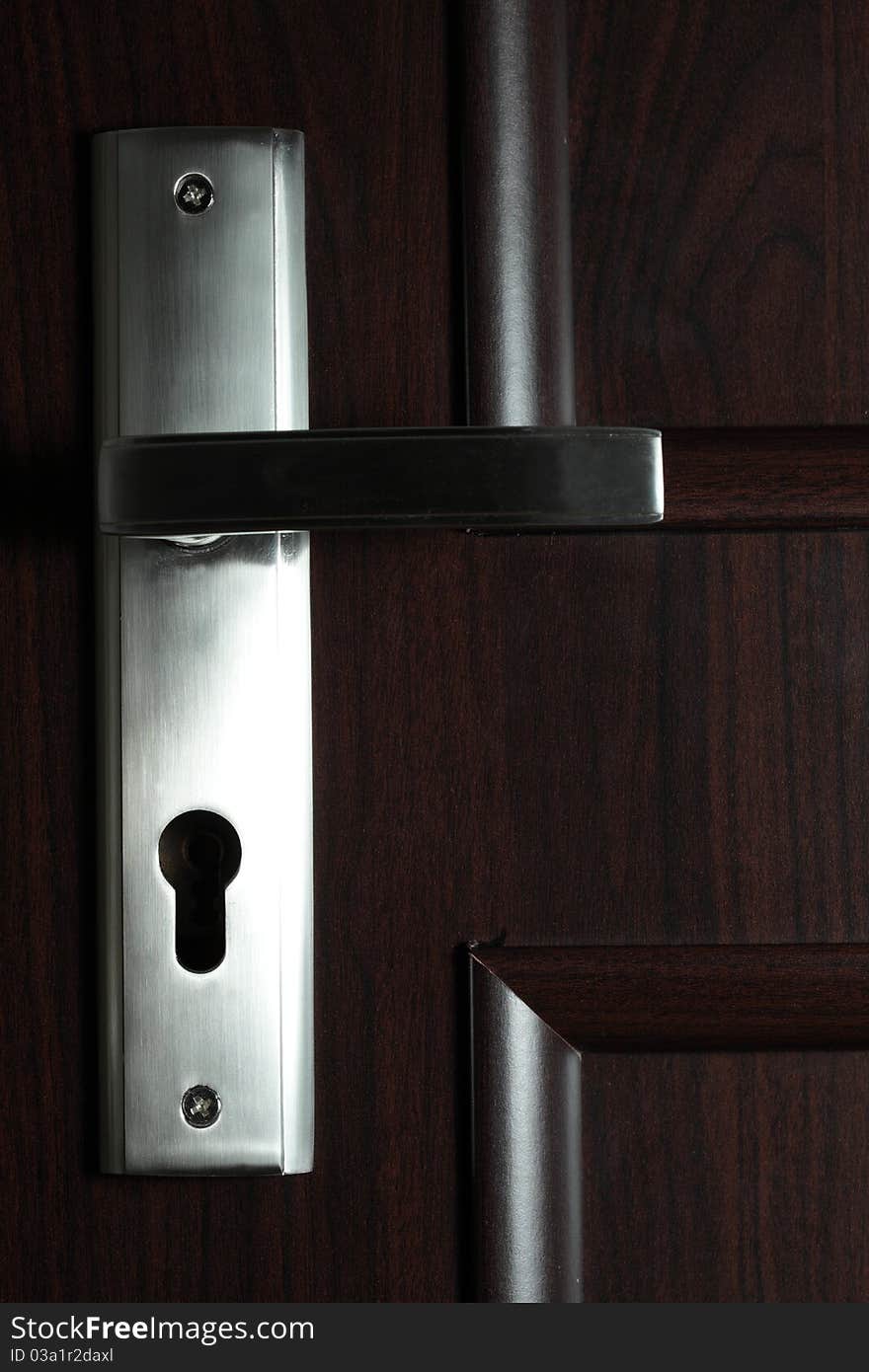 Door handle dark background, nobody, keyhole. Door handle dark background, nobody, keyhole