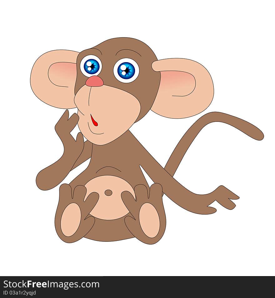 A monkey is isolated on a white background