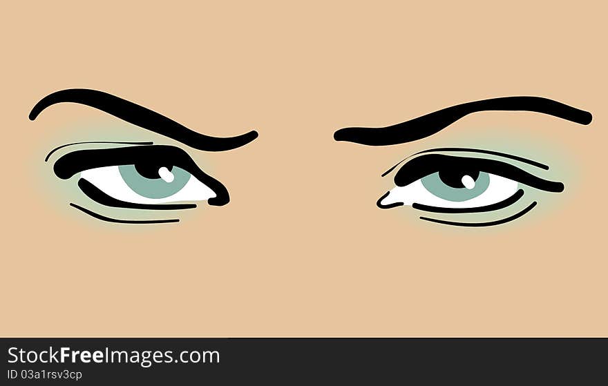 Vector women green eyes. Isolated object. Vector women green eyes. Isolated object