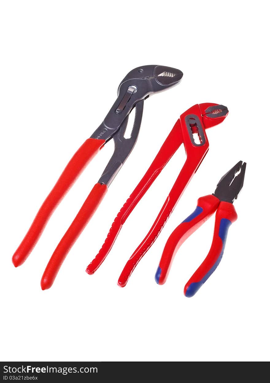 Alligator wrenches and pliers (isolated).