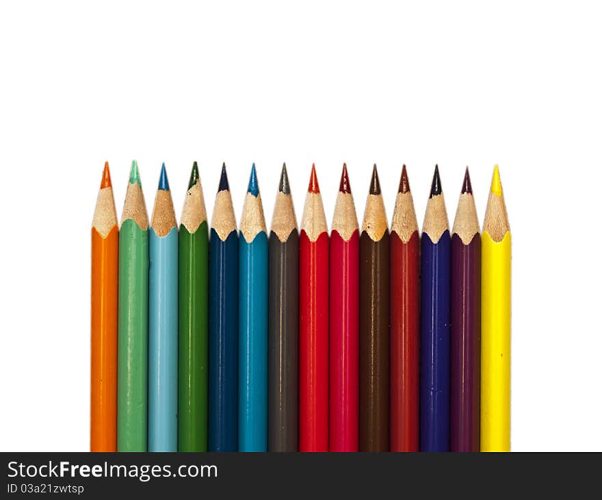 Colored pencils. This pictures represents some colored pencils.