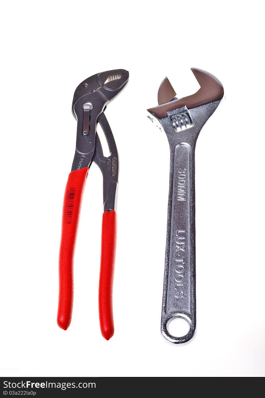 Alligator wrench and adjustable spanner(isolated).