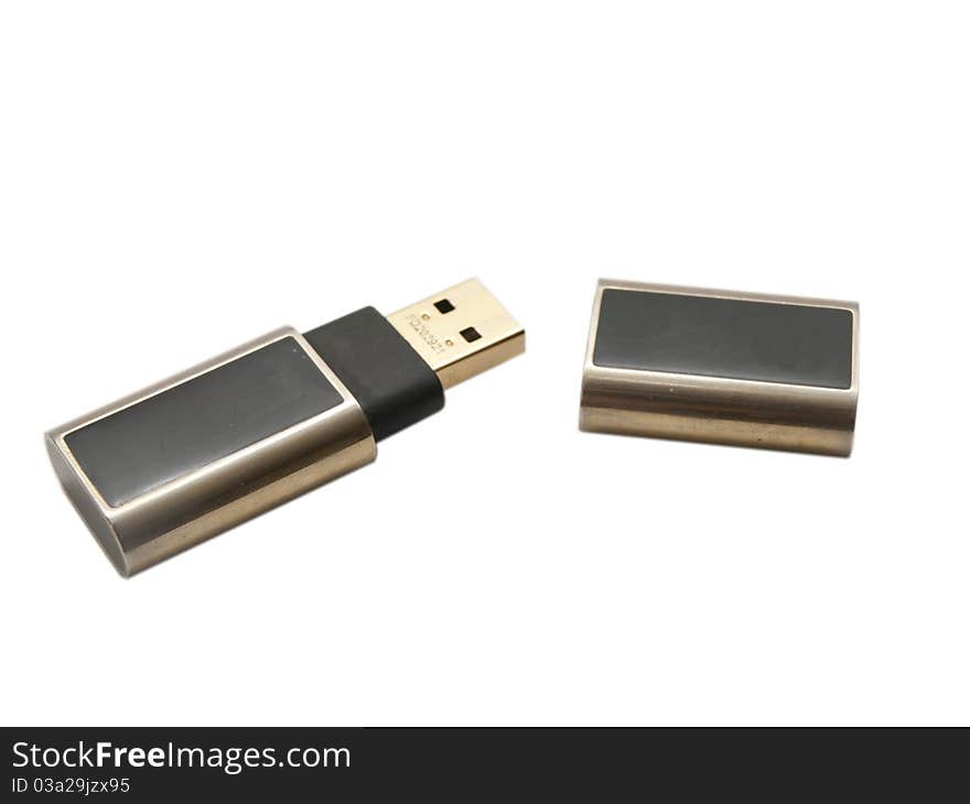 Usb flash memory, close-up, isolated on white backround