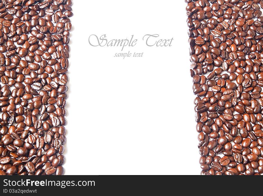 Many brown coffee beans for background