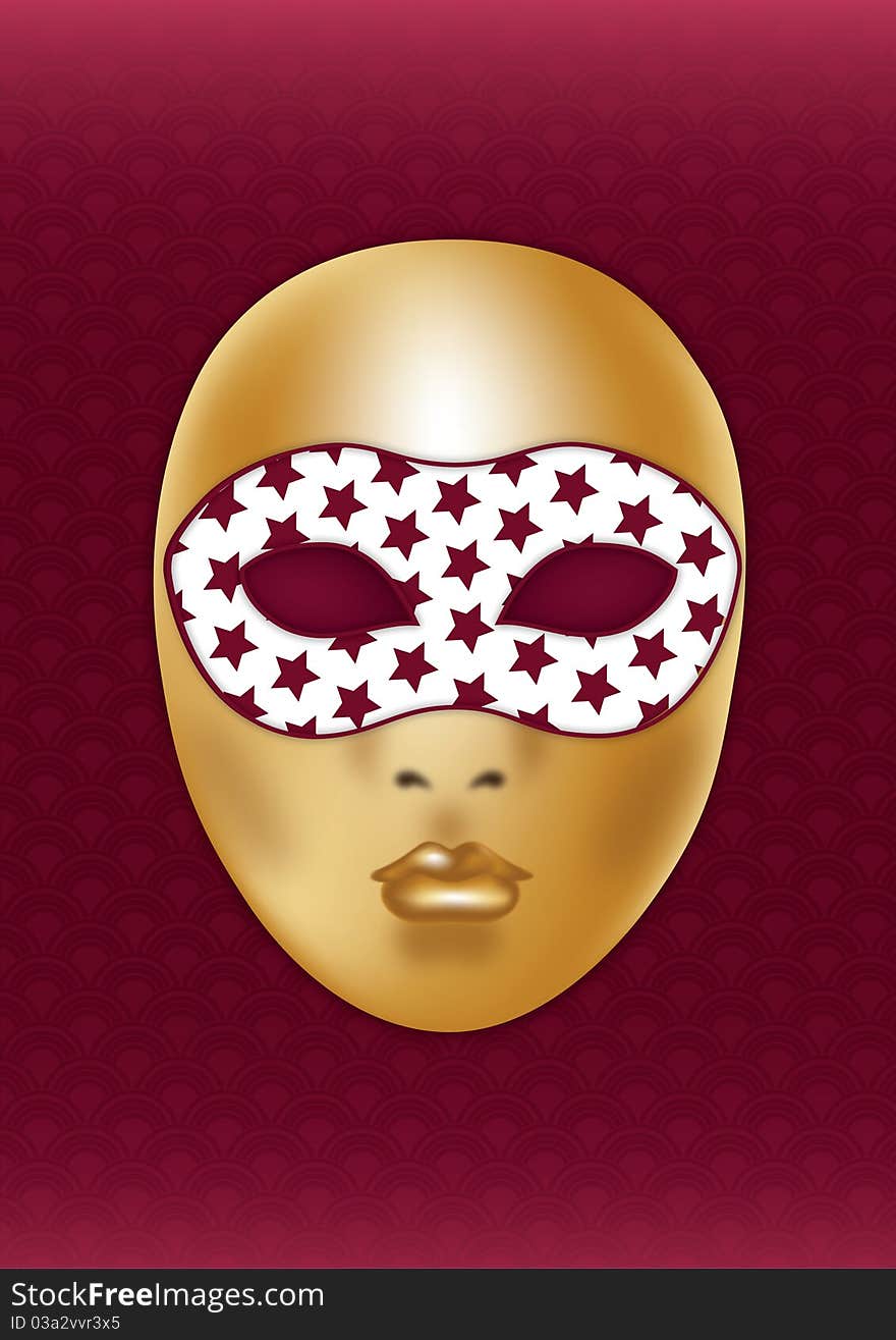 Carnival mask, golden mask, golden face