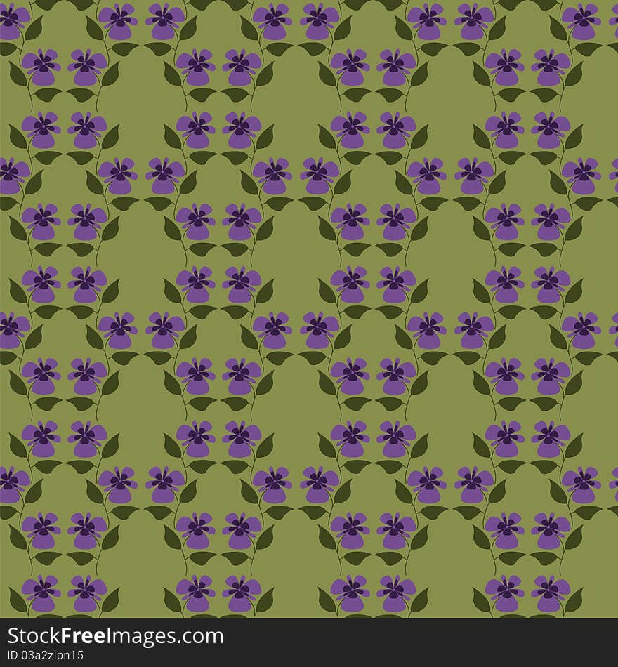 Green background with violet flowers