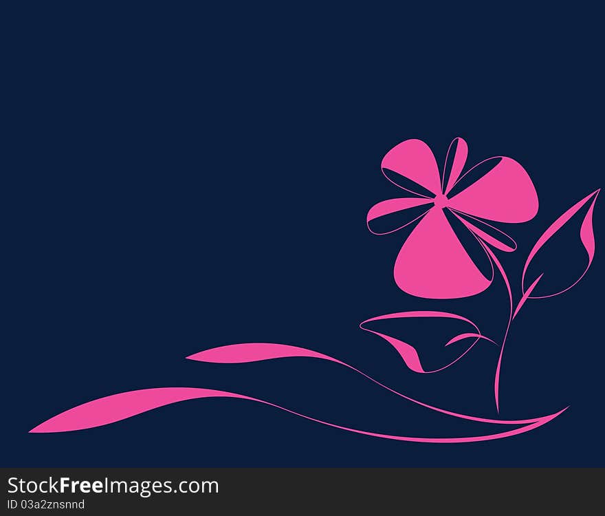 Dark blue background with pink flower