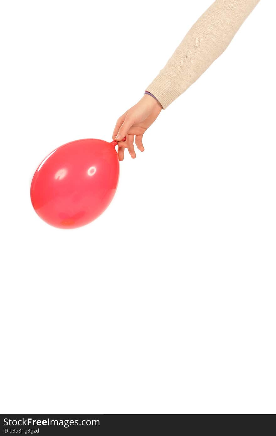 Isolated hand and ballon in studio. Isolated hand and ballon in studio