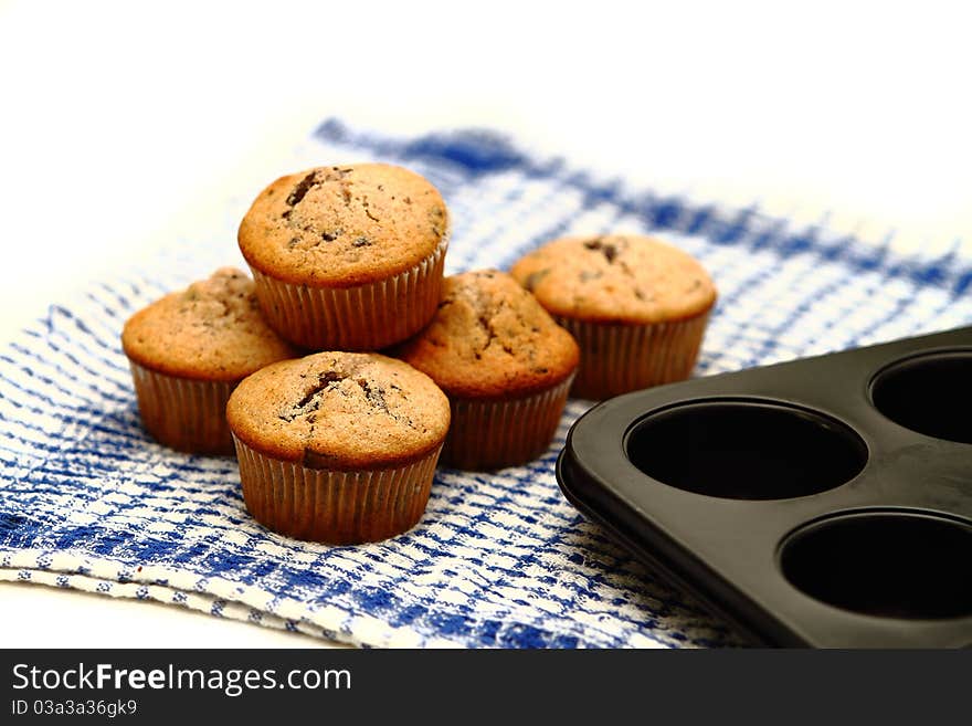 Dark chocolate flavored baked muffins