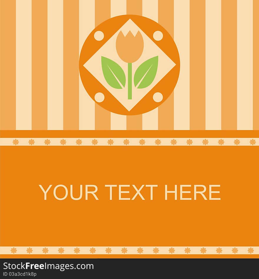 Cute orange frame with tulip. Cute orange frame with tulip