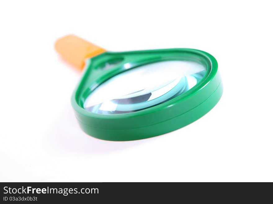 Magnifying glass on white background.