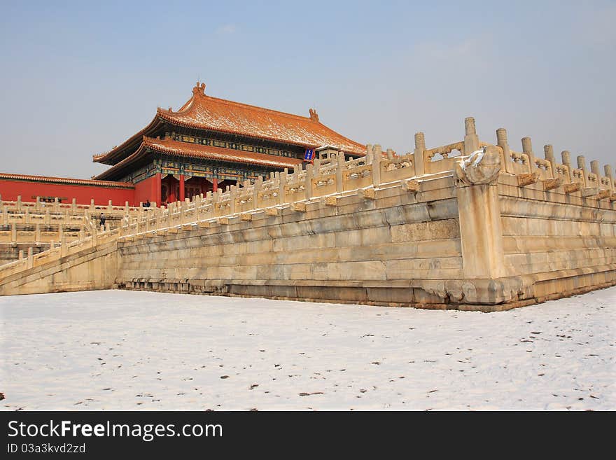 Forbidden city after snow