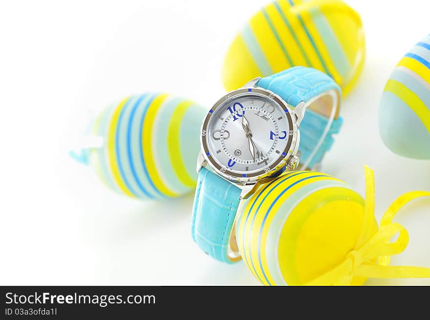 Easter watch concept isolated on white background