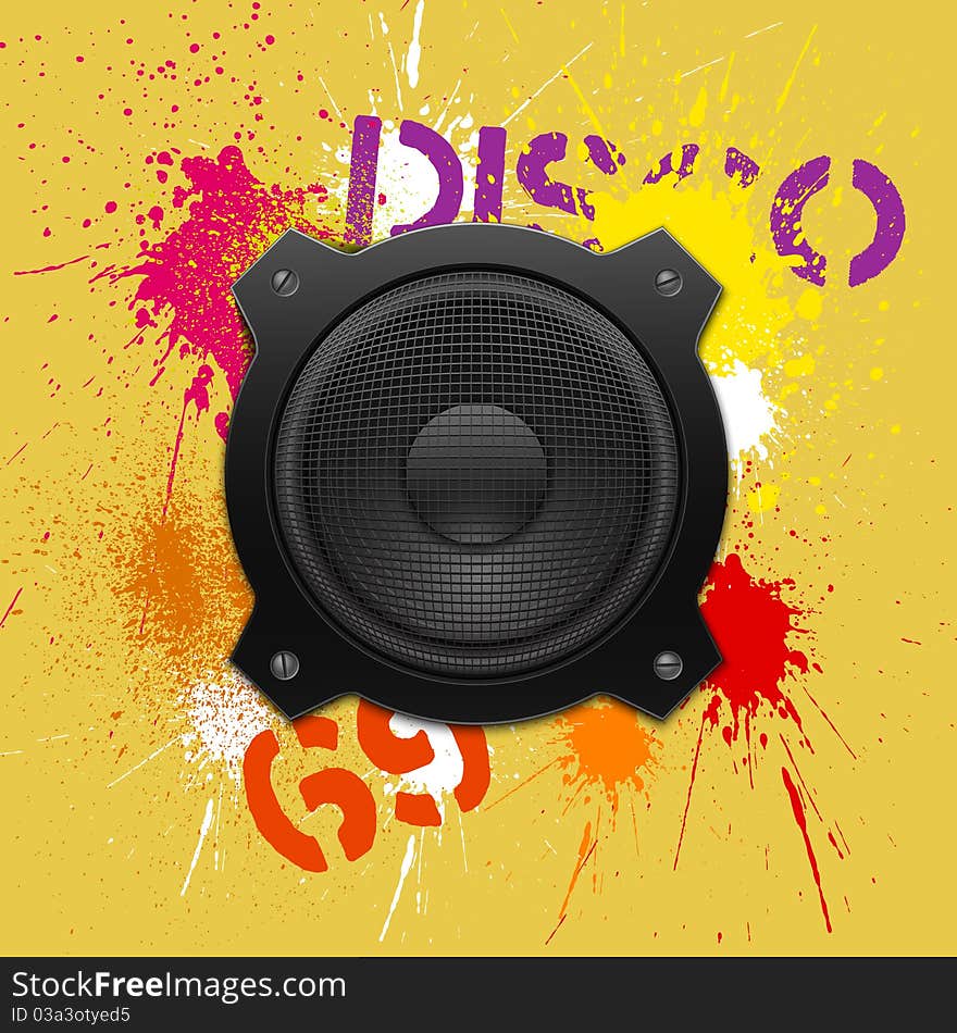 Party design element with speakers . Vector illustration.