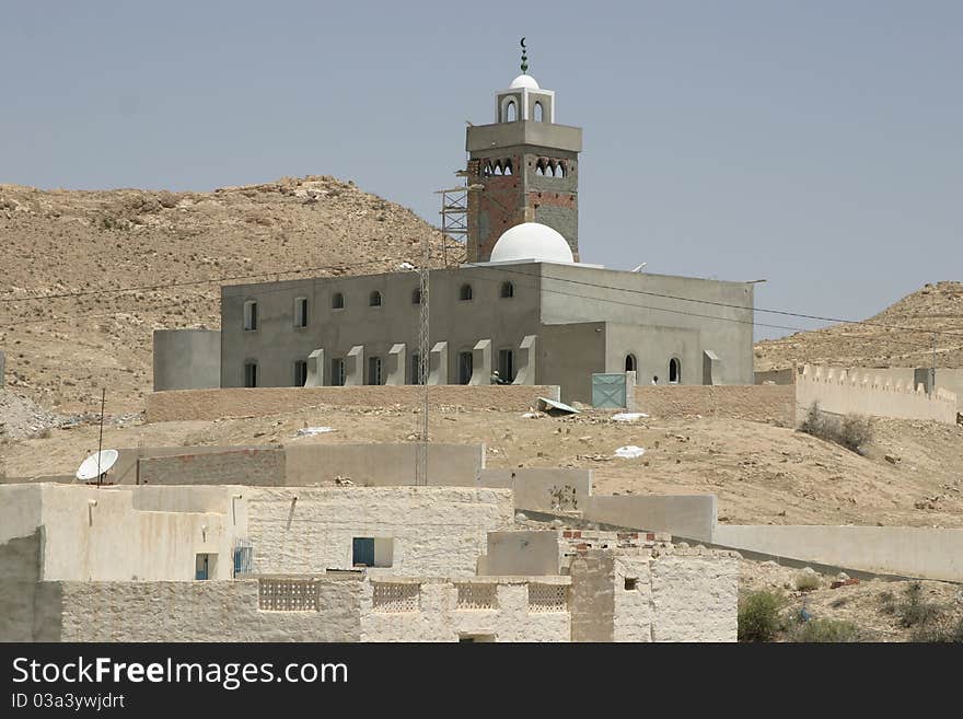 Mosque In The Desert Oasis