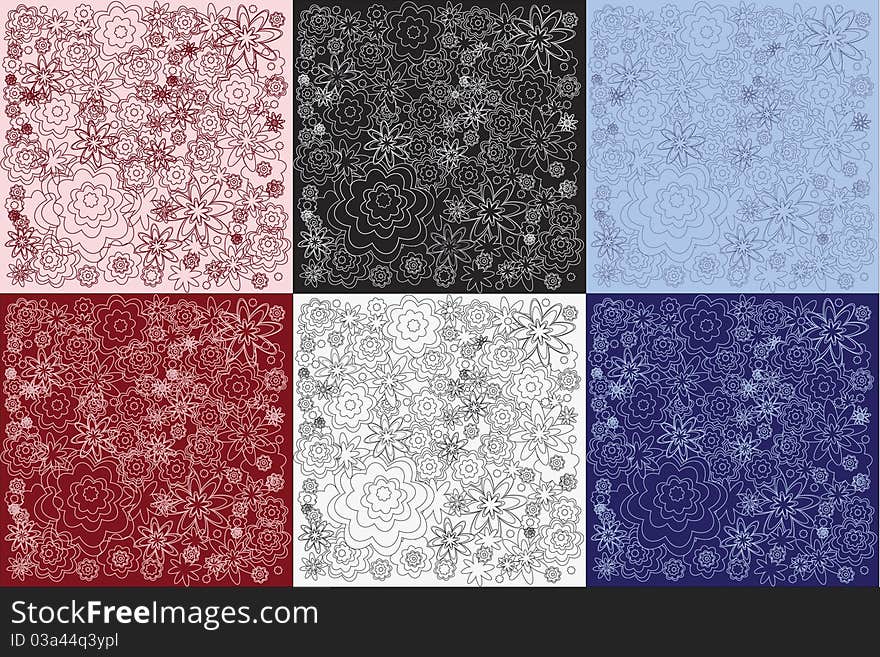 Floral background, many flowers, many colors