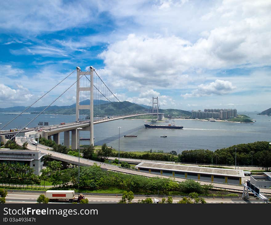 Tsing Ma Bridge in day time