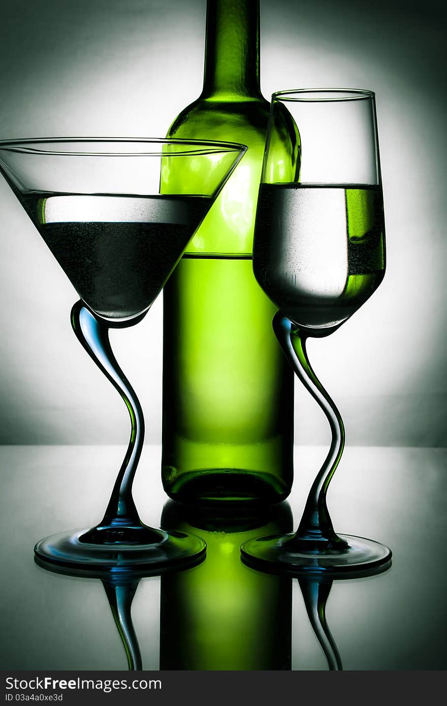 Bottle Of Wine And Two Glasses