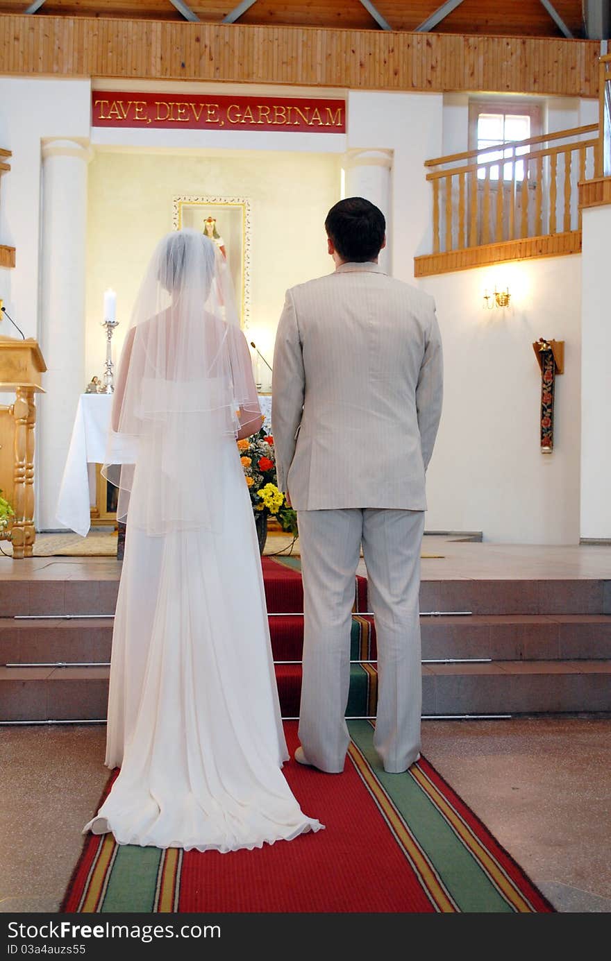 Wedding ceremonies in church. groom and bride. Wedding ceremonies in church. groom and bride