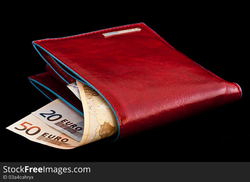 Italian leather wallet with money. Italian leather wallet with money