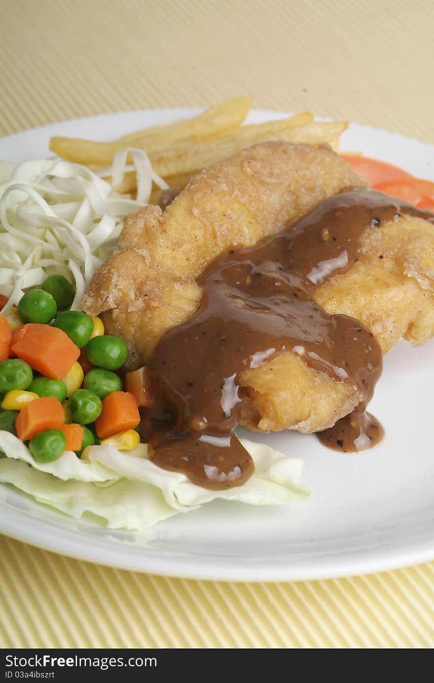 Grilled Chicken Steak and Fried Potato