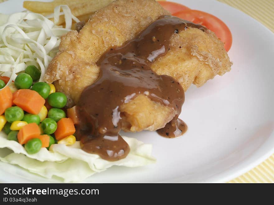 Grilled Chicken Steak and Fried Potato