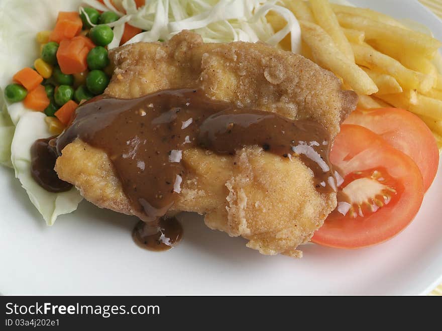 Grilled Chicken Steak and Fried Potato