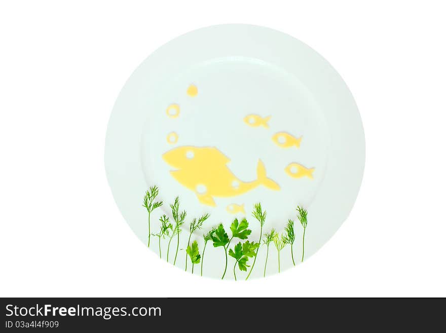 Cheese Fish On White Plate