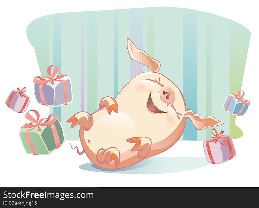 Gay pig laughs, lots of presents