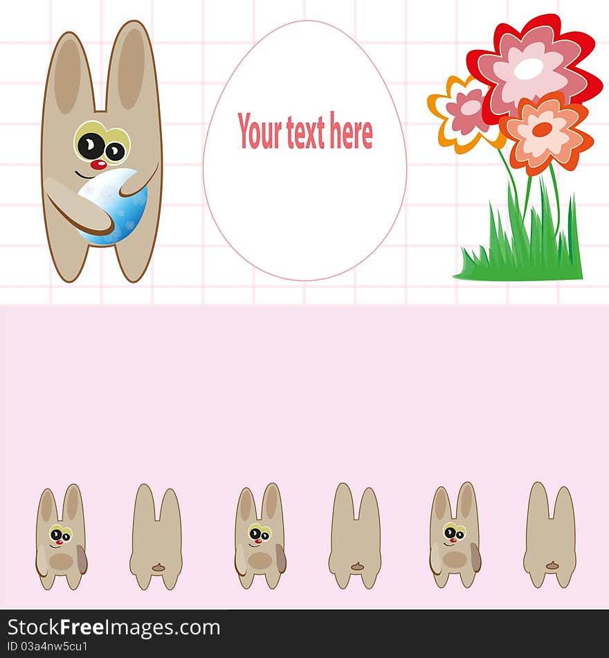 Easter card with a bunny and egg