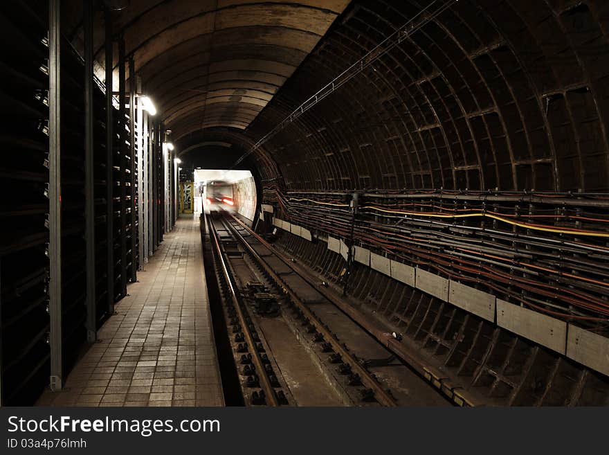 View to the subway tunnel, Prague.