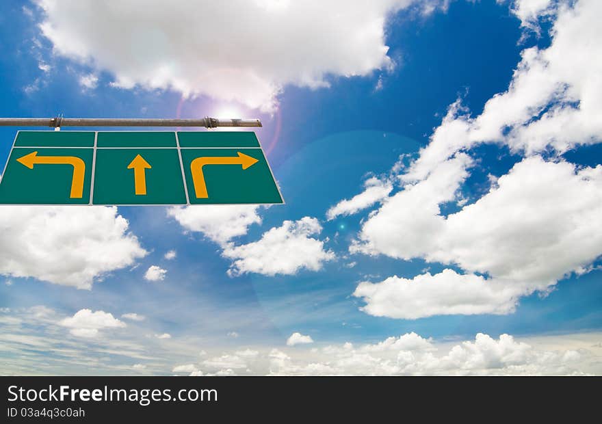 Traffic sign board under the blue sky