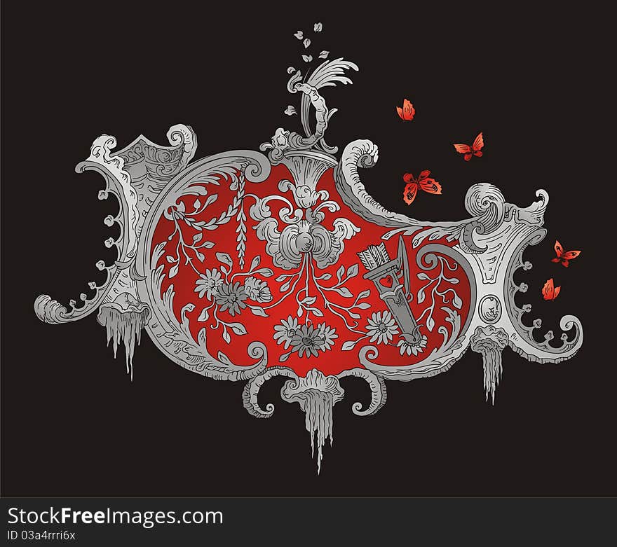 Vector illustration of Red and Grey Royal Ornament