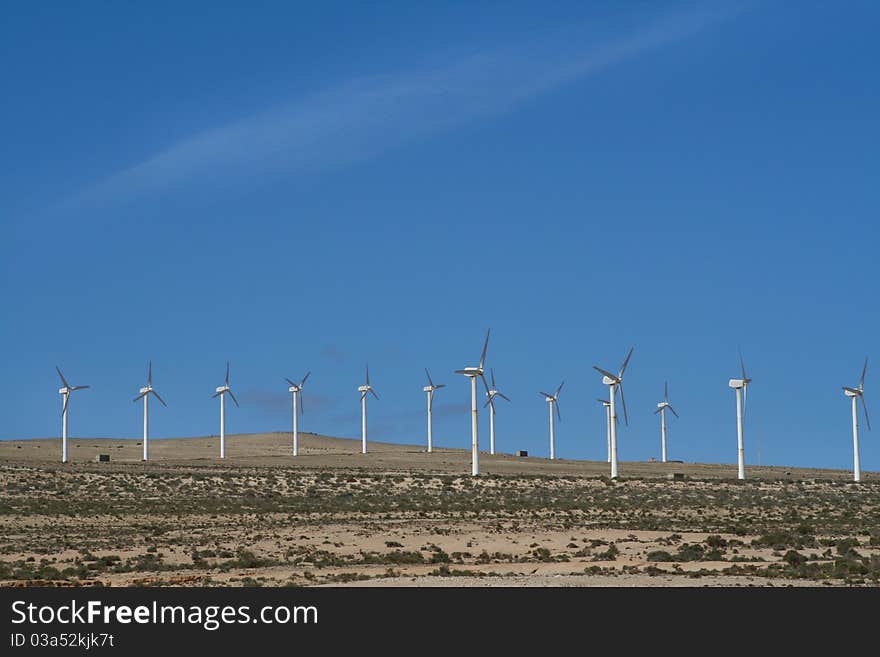 Eolic generators in a wind farm. Eolic generators in a wind farm