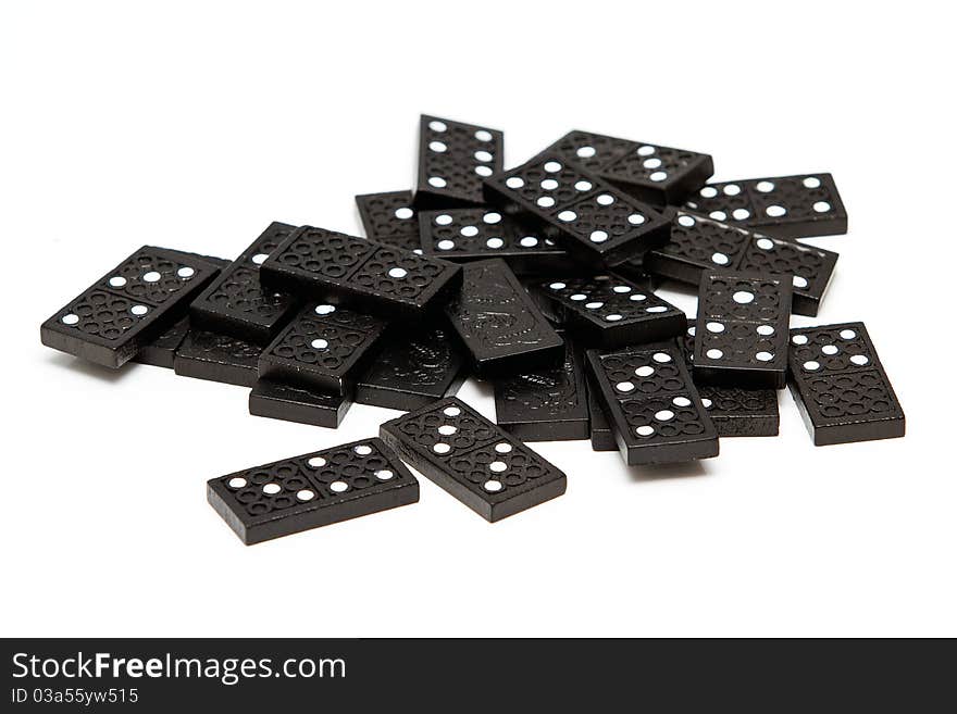 Bunch of dominoes isolated on white background