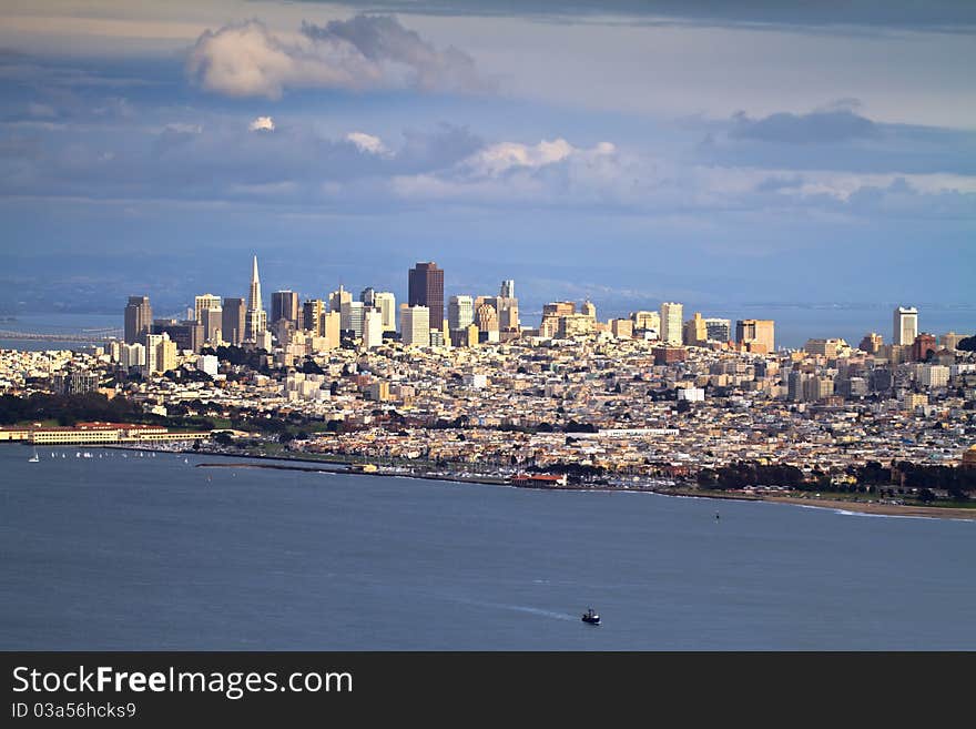 Downtown of San Francisco with late afternoon light