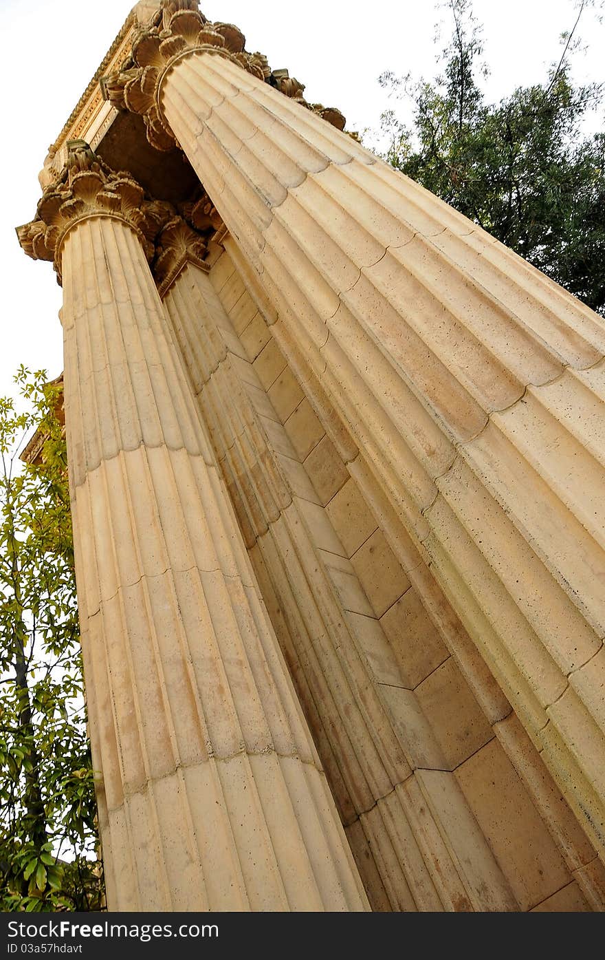 Architectural Columns at the Palace of Fine Arts in San Francisco, California