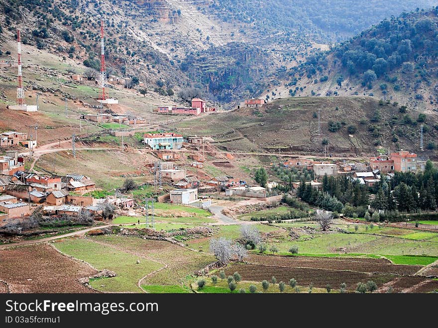 Peaceful summer Morocco's mountain landscape.