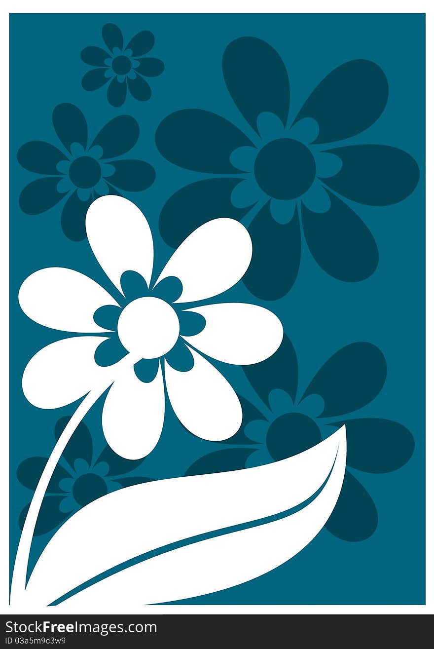 Floral ornament in blue and white