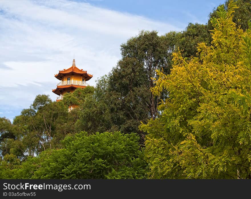 A spire of a Chinese temple. A spire of a Chinese temple.