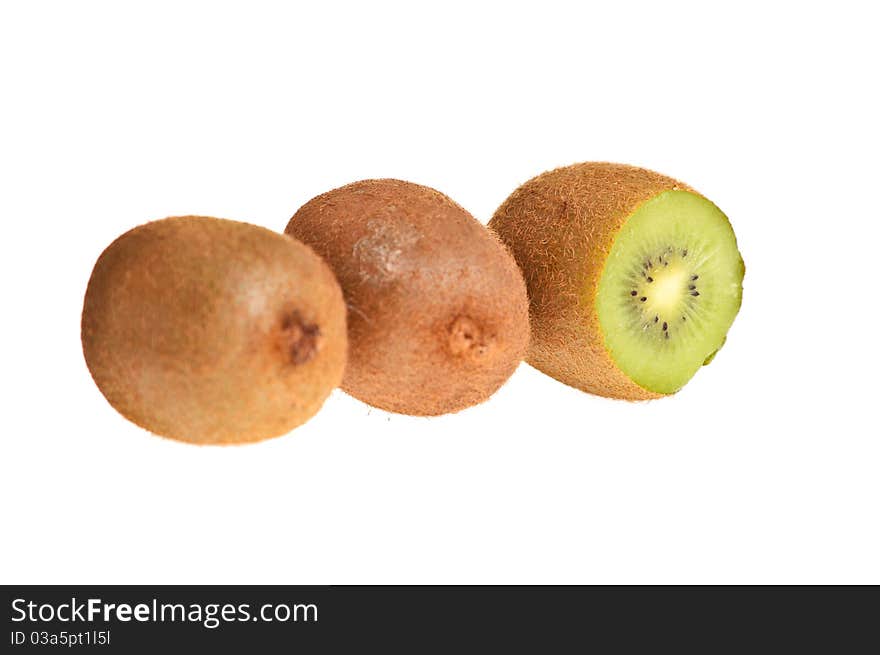 Kiwi fruits on white isolated background