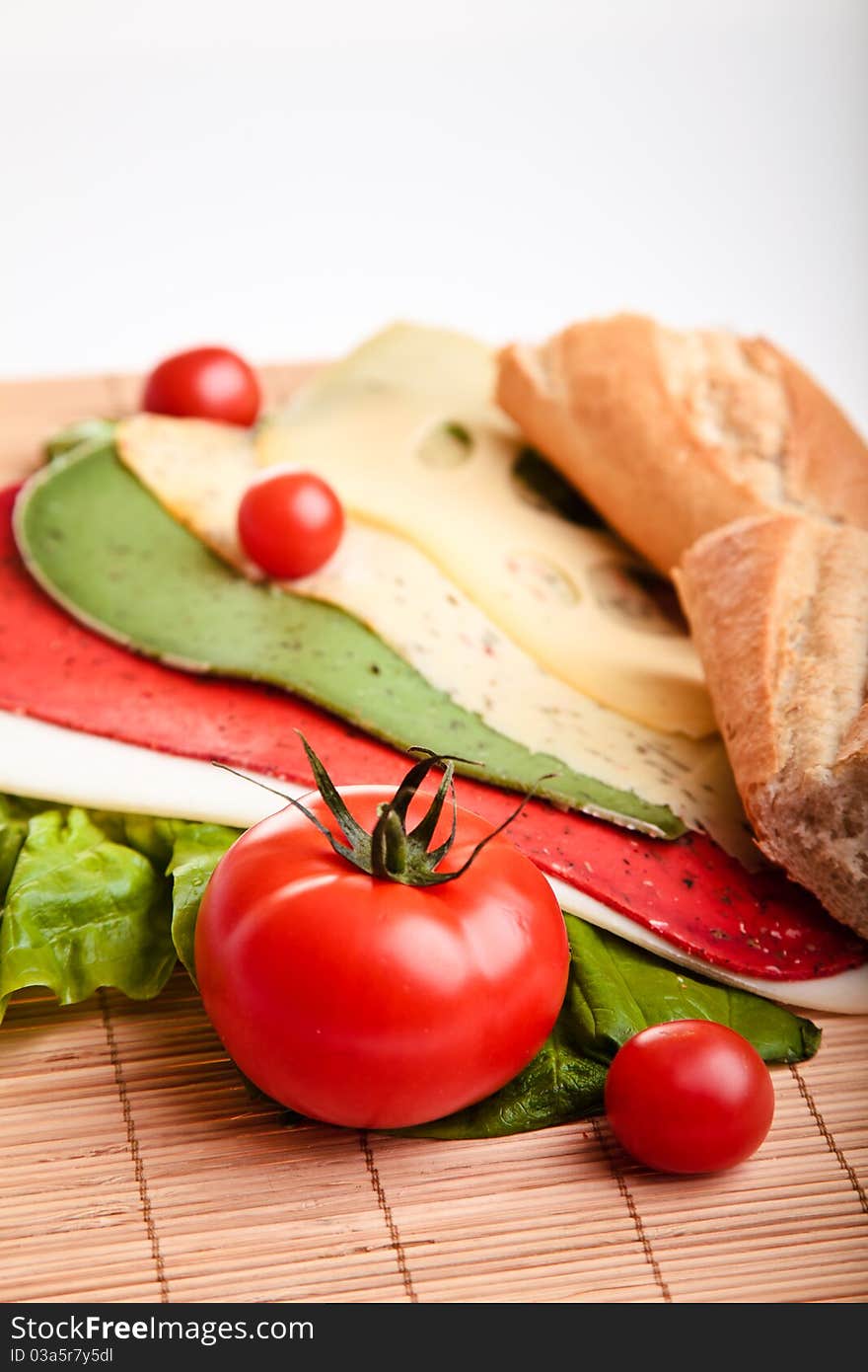 Different sandwiches with vegetables and cheese isolated