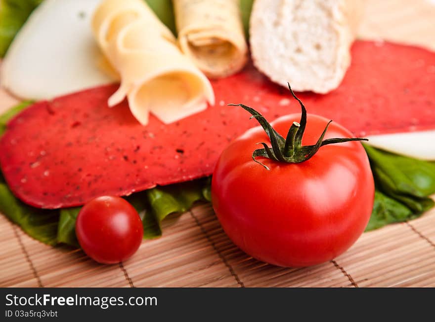 Different sandwiches with vegetables and cheese isolated