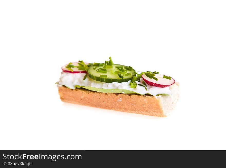 Different sandwiches with vegetables and cheese isolated