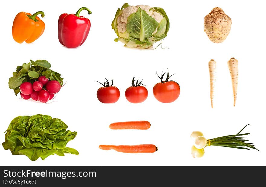 Different vegetables isolated on white