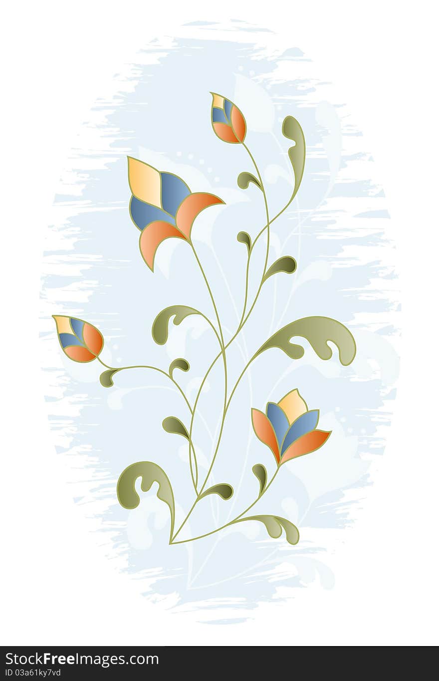 Stylized flowers on a blue background. Stylized flowers on a blue background.