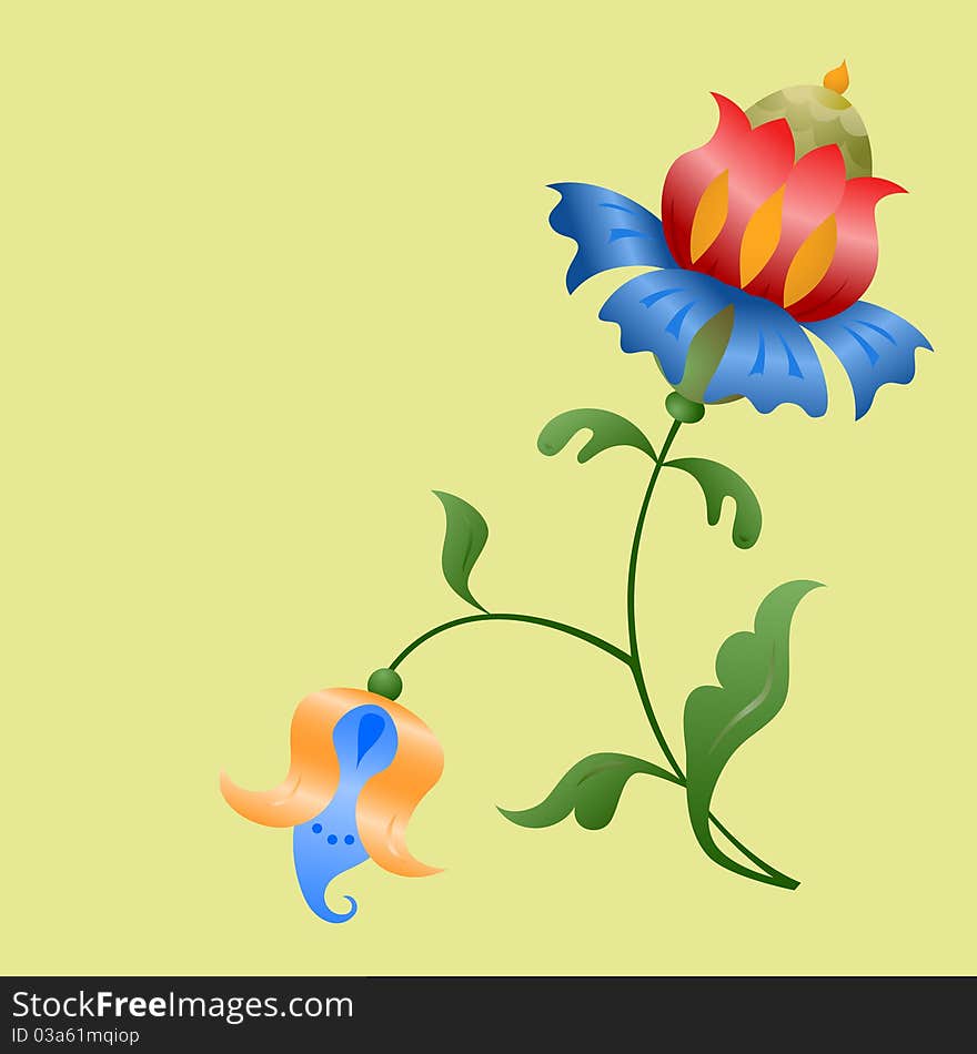 Stylized flowers on a green background. Stylized flowers on a green background.